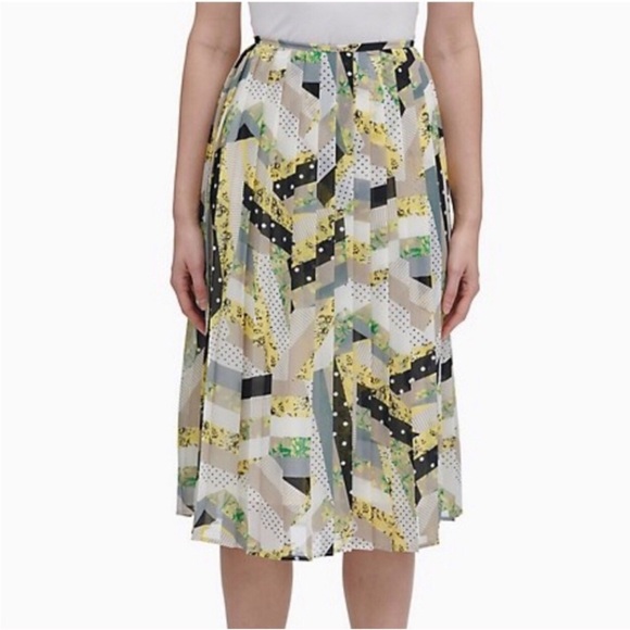 Calvin Klein Pleated Patchwork Skirt 10 - Picture 1 of 7